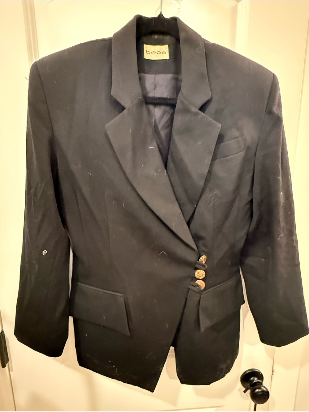 bebe Black Single-Button Notch Lapel Blazer